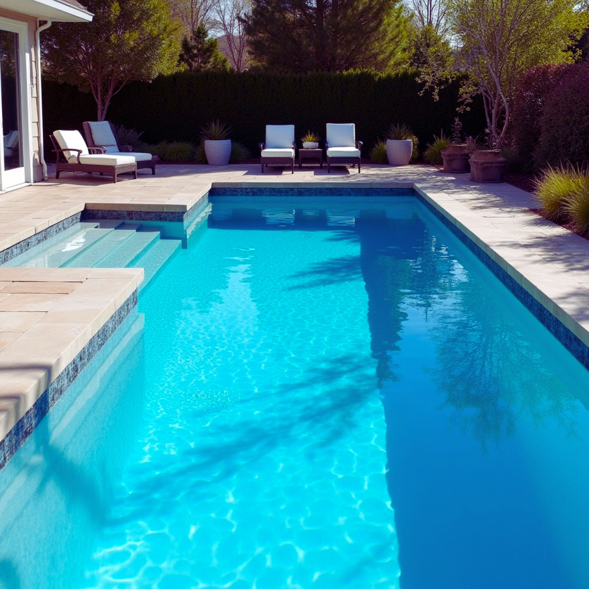 Well maintained backyard pool in The Woodlands TX
